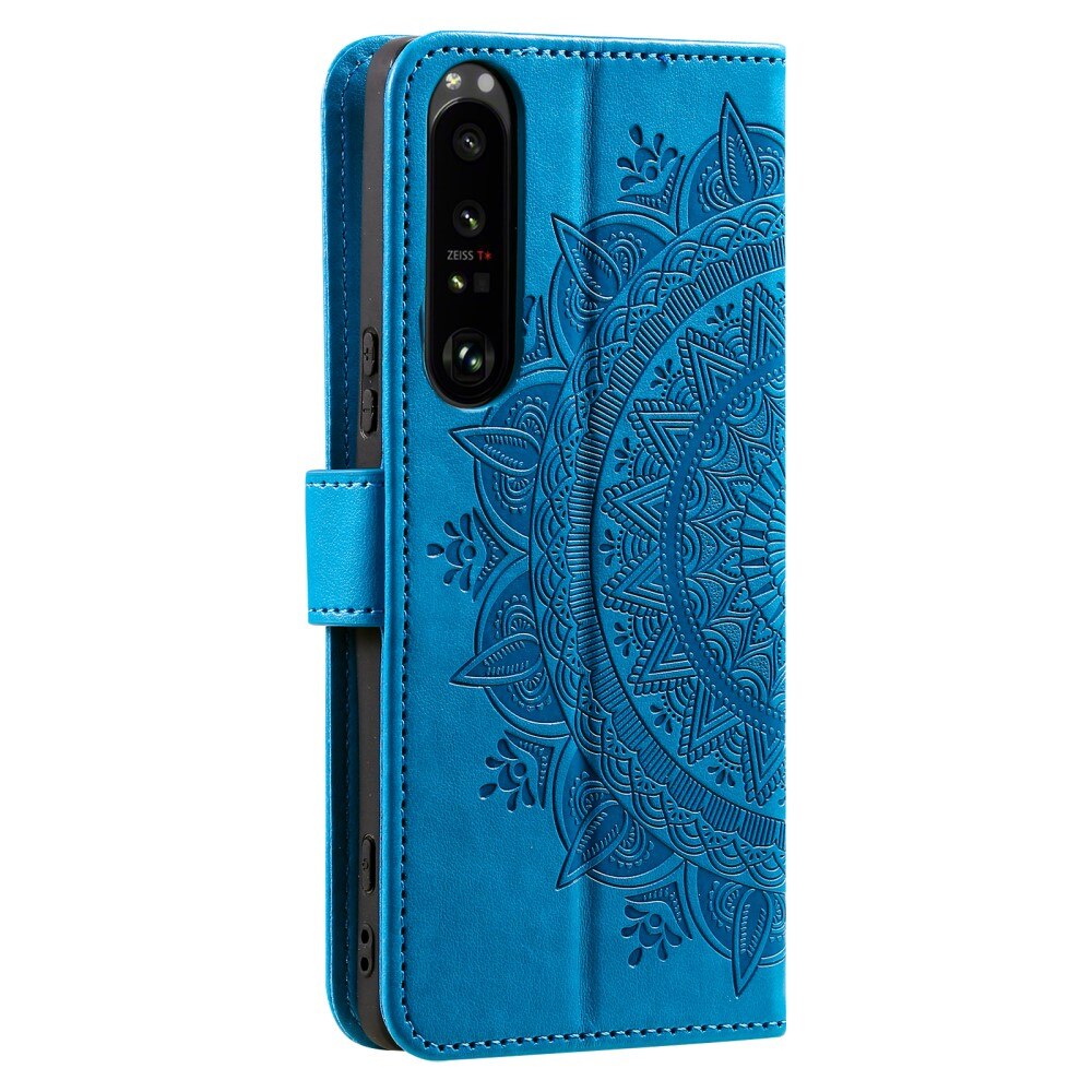 Étui en cuir Mandala Sony Xperia 1 V, bleu