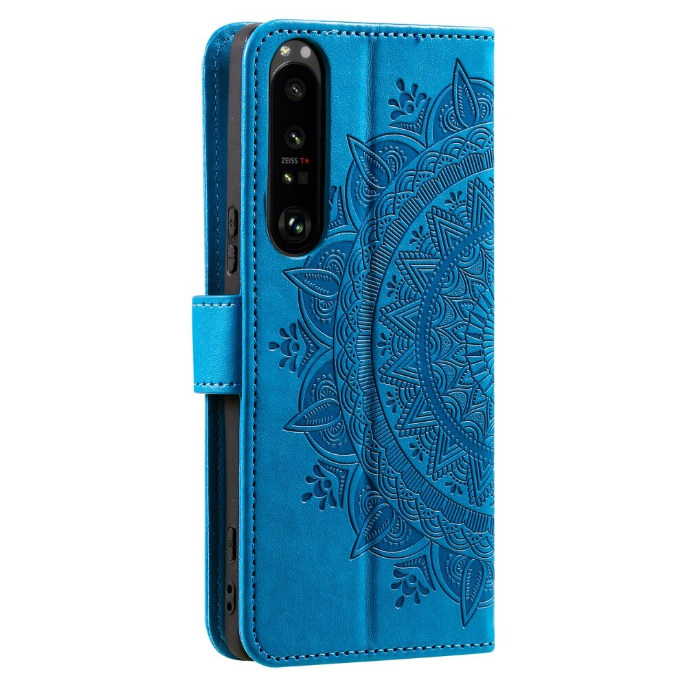 Étui en cuir Mandala Sony Xperia 1 V, bleu