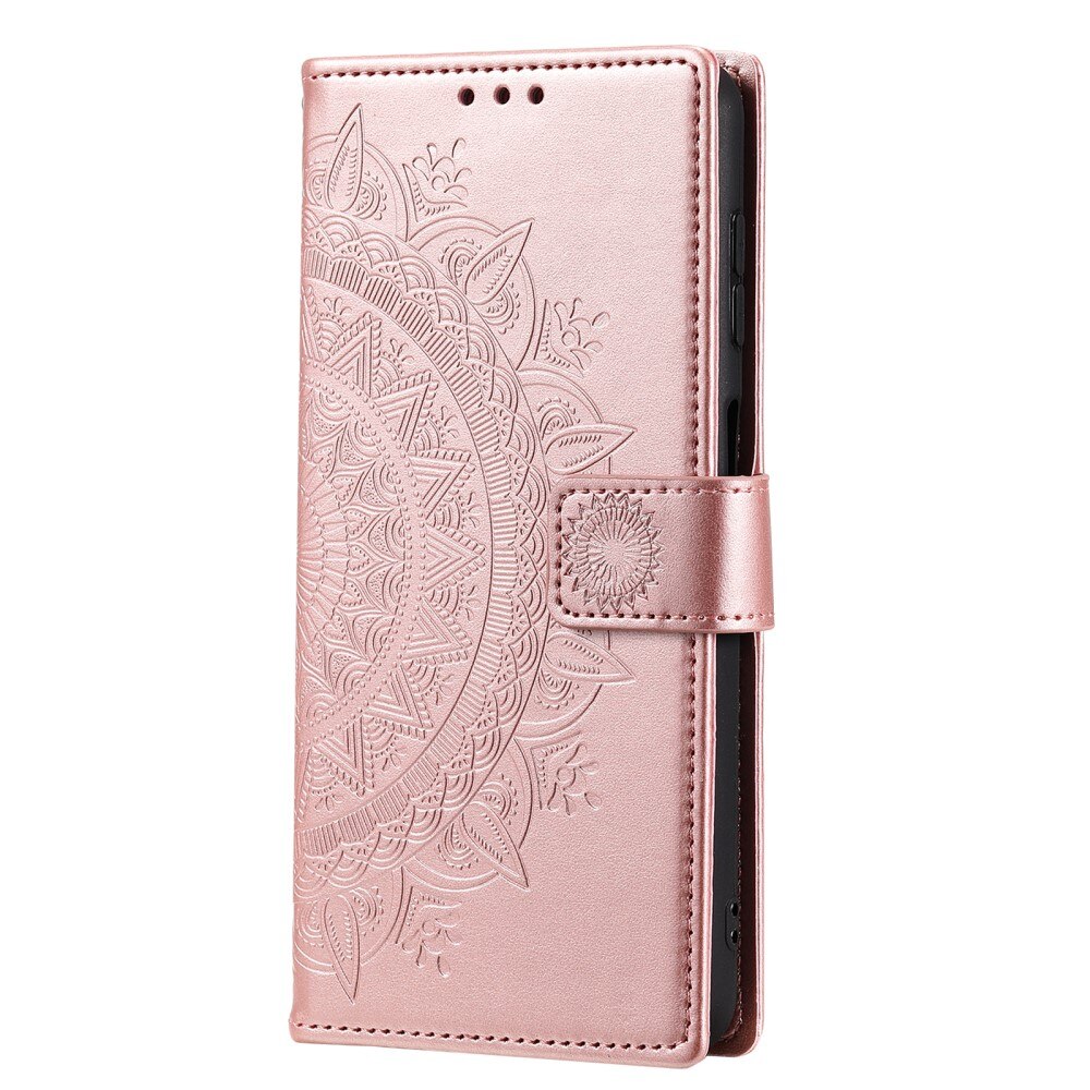 Étui en cuir Mandala Sony Xperia 1 V, or rose