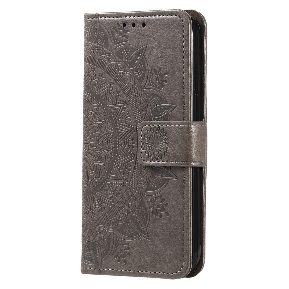 Étui en cuir Mandala Sony Xperia 1 V, gris