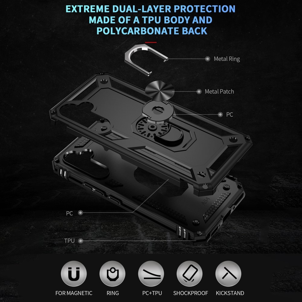 Coque hybride Tech Ring Samsung Galaxy A54, noir