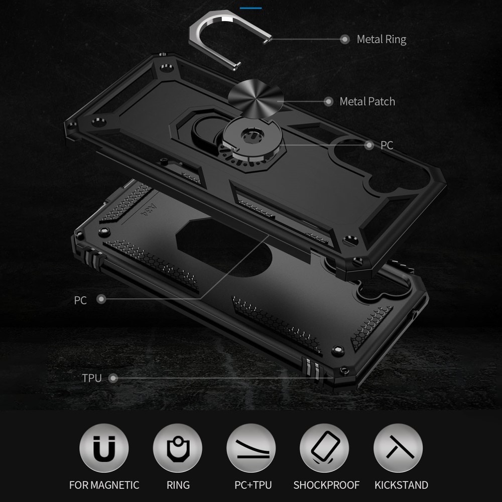 Coque hybride Tech Ring Samsung Galaxy A34, noir