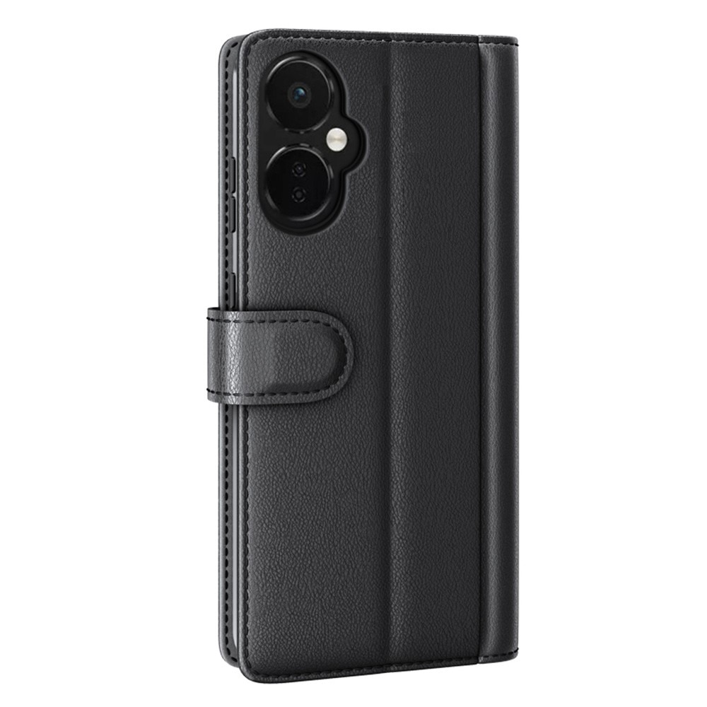 Étui en cuir veritable OnePlus Nord CE 3 Lite, noir
