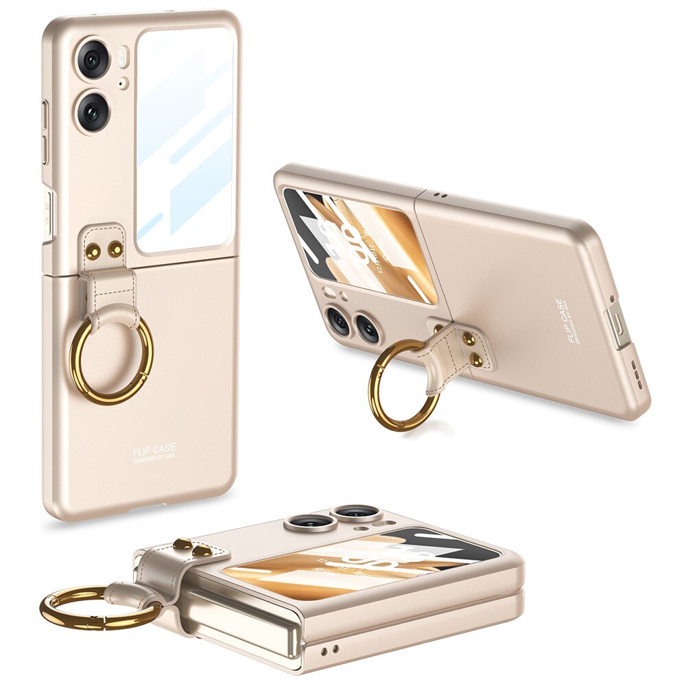 Coque avec porte-bague Oppo Find N2 Flip, champagne d'or