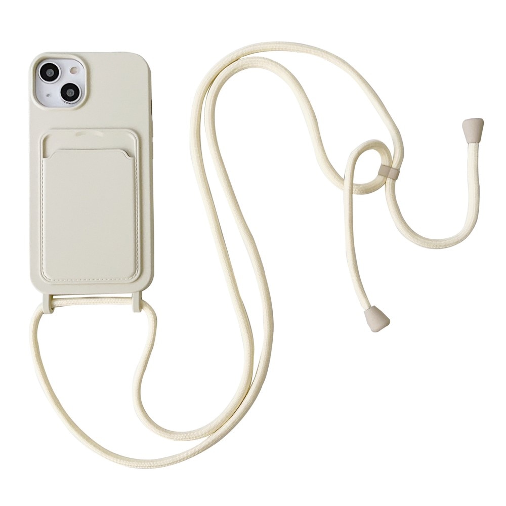 Coque en silicone à cartes + cordon iPhone 14, beige