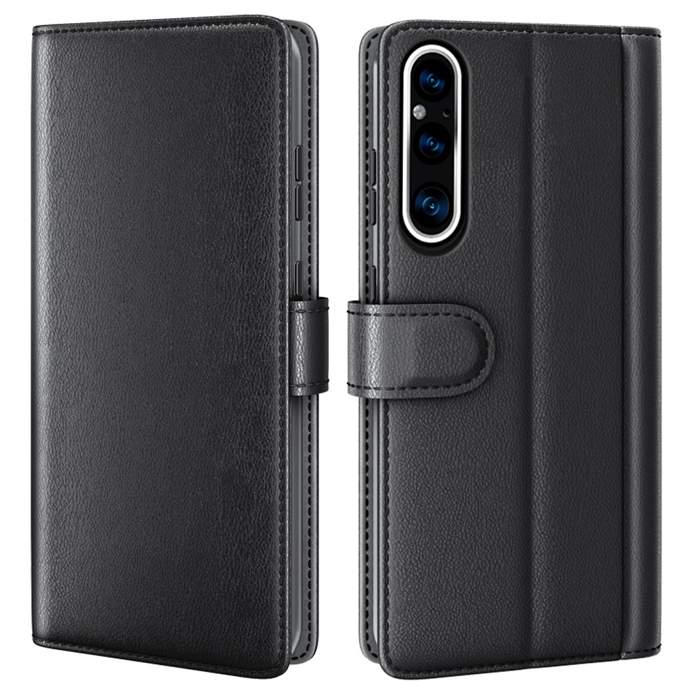 Étui en cuir veritable Sony Xperia 1 V, Noir