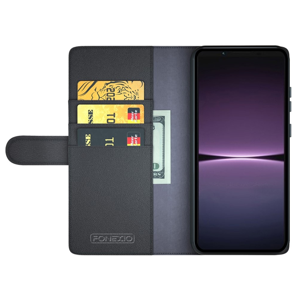 Étui en cuir veritable Sony Xperia 1 V, Noir