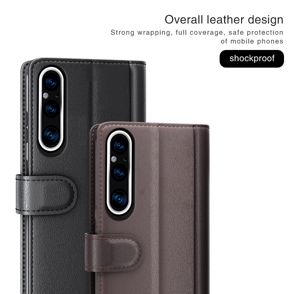 Étui en cuir veritable Sony Xperia 1 V, Noir