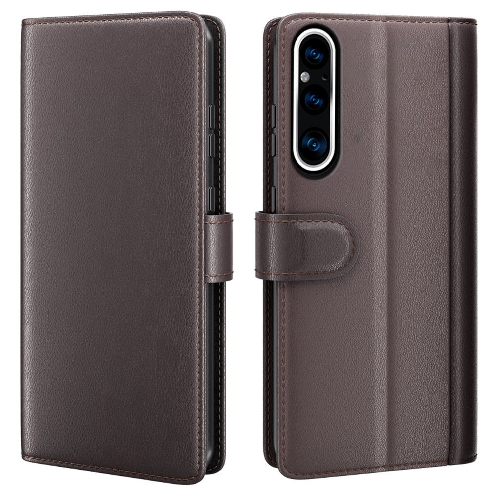 Étui en cuir veritable Sony Xperia 1 V, Marron