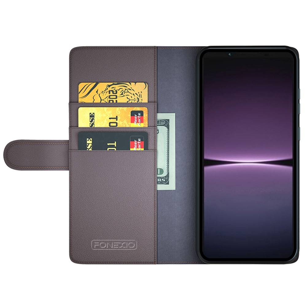 Étui en cuir veritable Sony Xperia 1 V, Marron