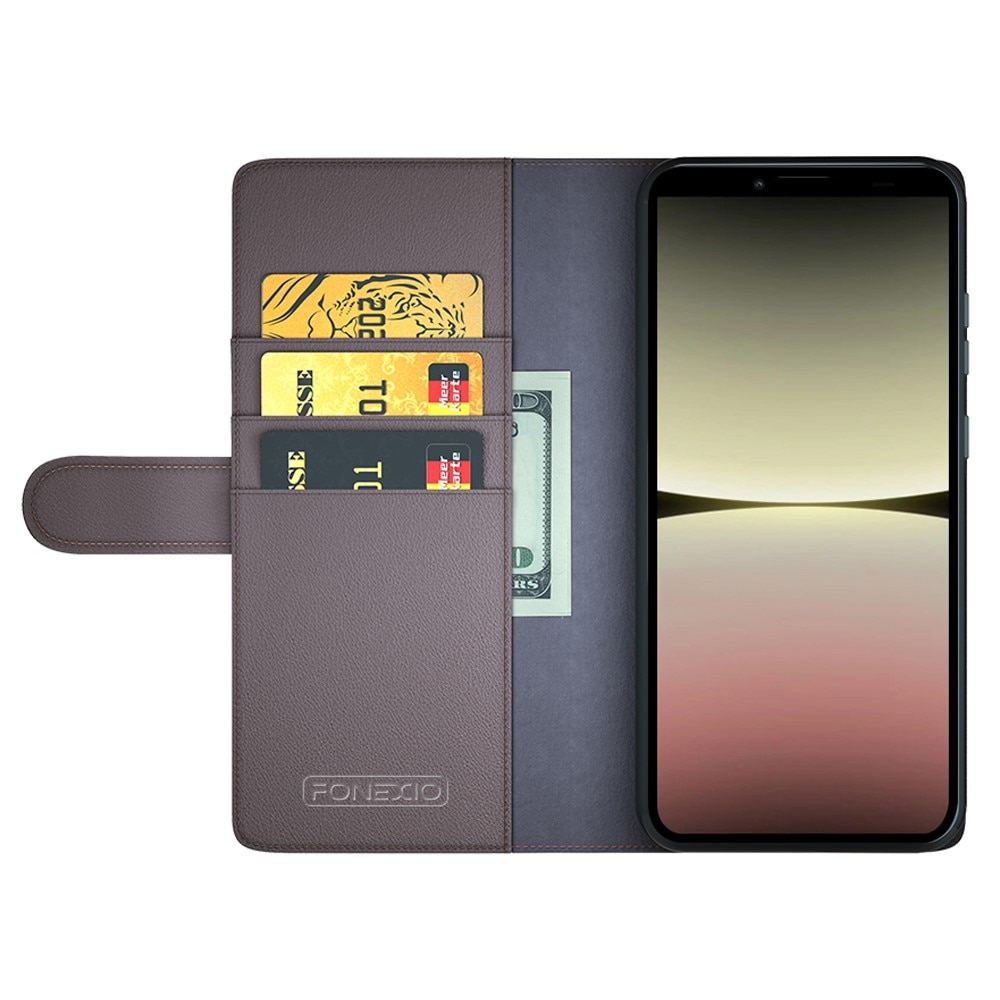 Étui en cuir veritable Sony Xperia 10 V, Marron