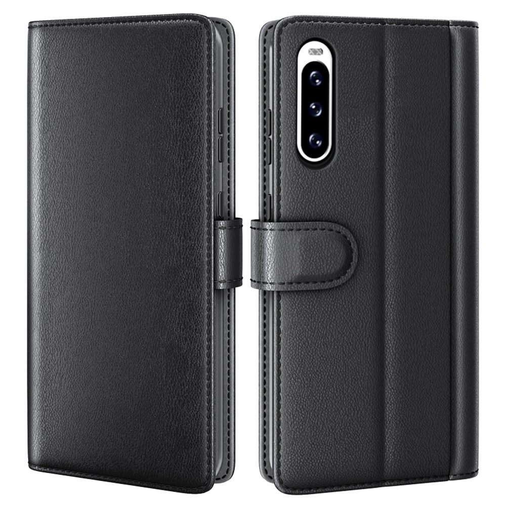 Étui en cuir veritable Sony Xperia 10 V, Noir