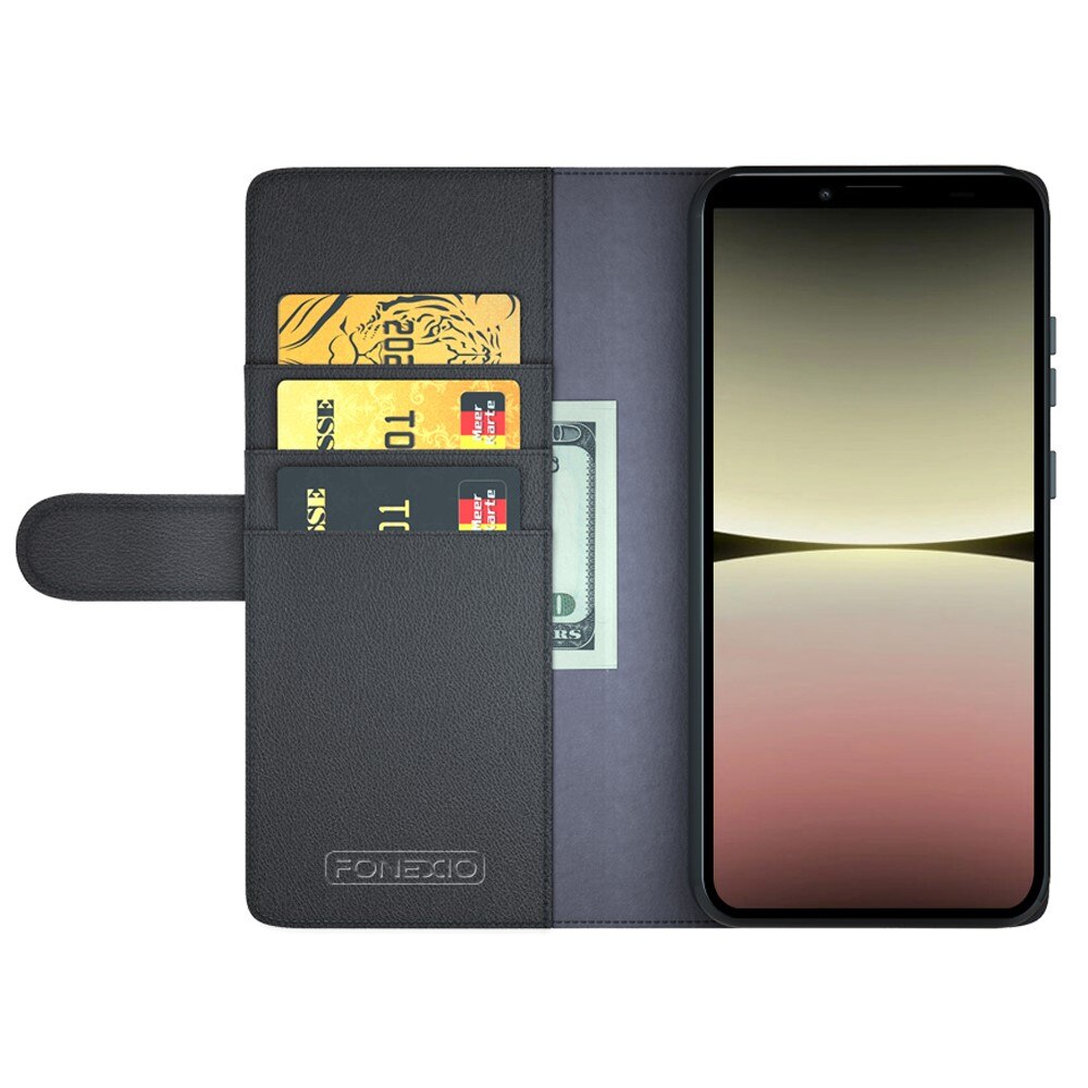 Étui en cuir veritable Sony Xperia 10 V, Noir