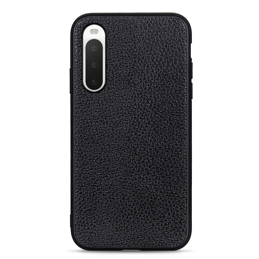 Coque Hybride Cuir veritable Sony Xperia 10 V, noir