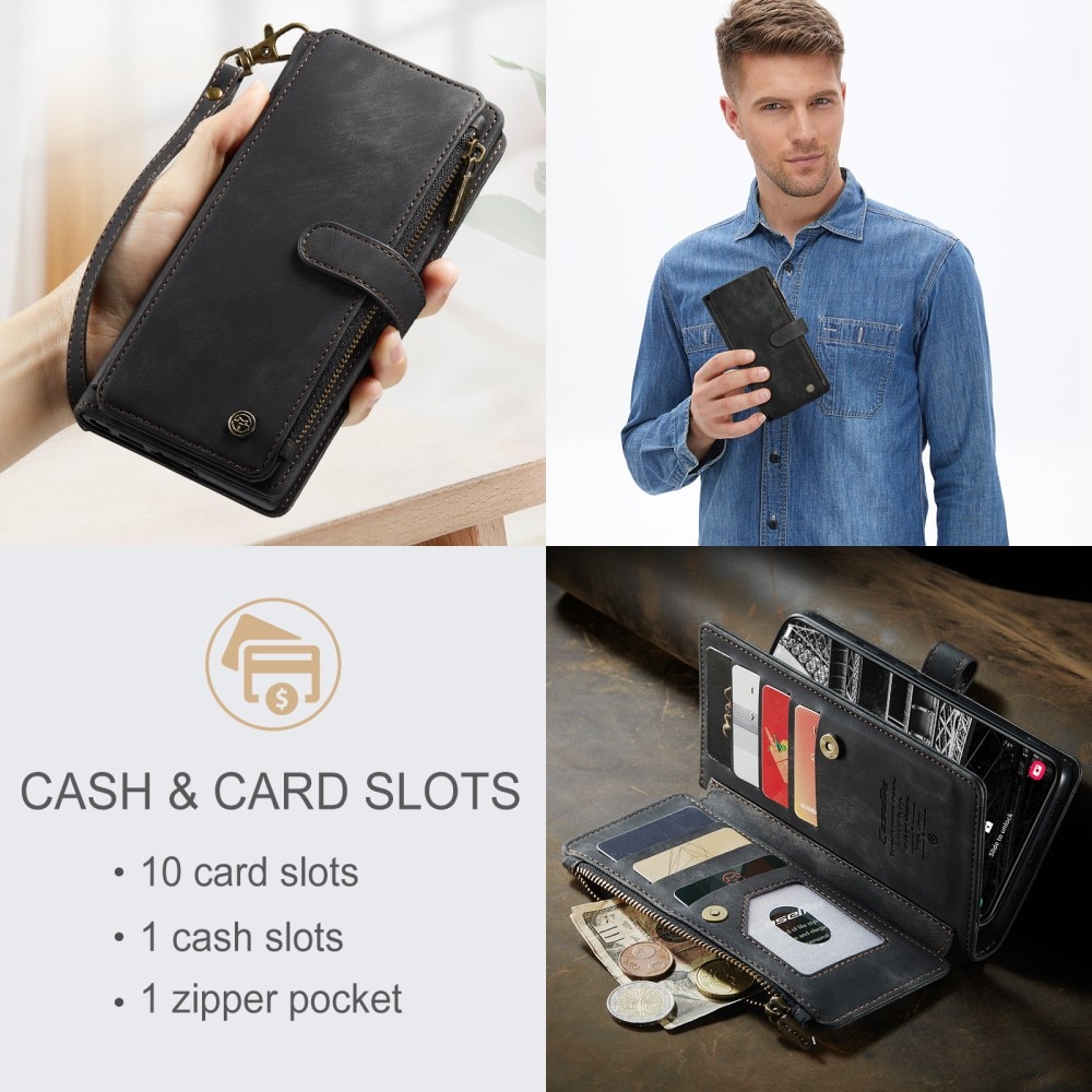 Étui portefeuille à glissière Samsung Galaxy S23, Noir
