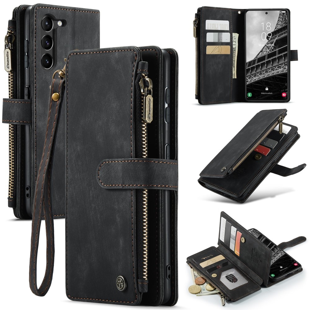 Étui portefeuille à glissière Samsung Galaxy S23, Noir