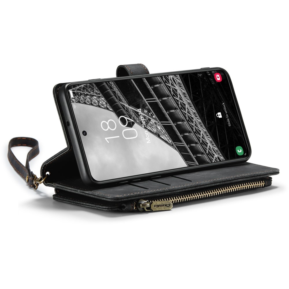 Étui portefeuille à glissière Samsung Galaxy S23, noir