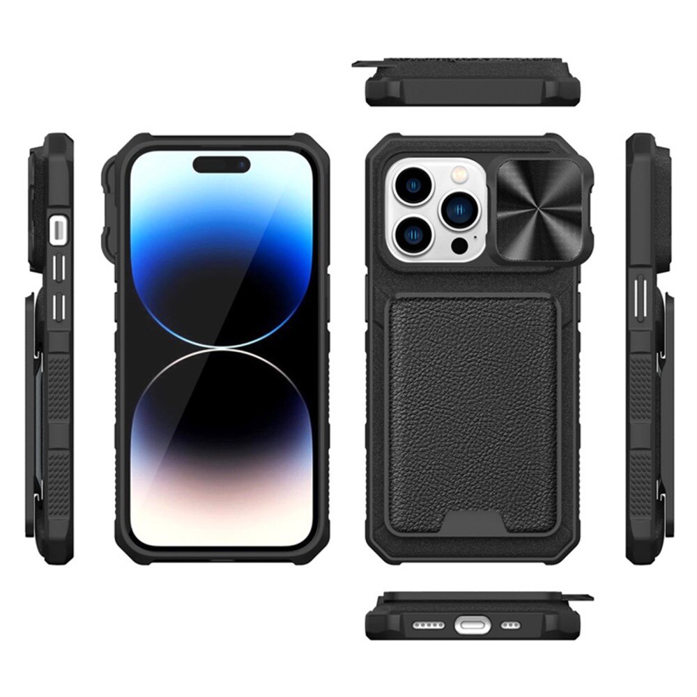 Coque Hybride Protège Caméra+Porte-carte iPhone 14 Pro, noir