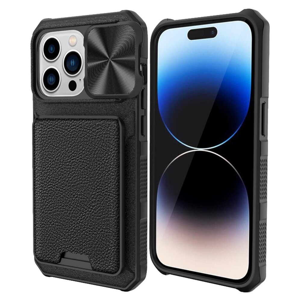 Coque Hybride Protège Caméra+Porte-carte iPhone 14 Pro, noir