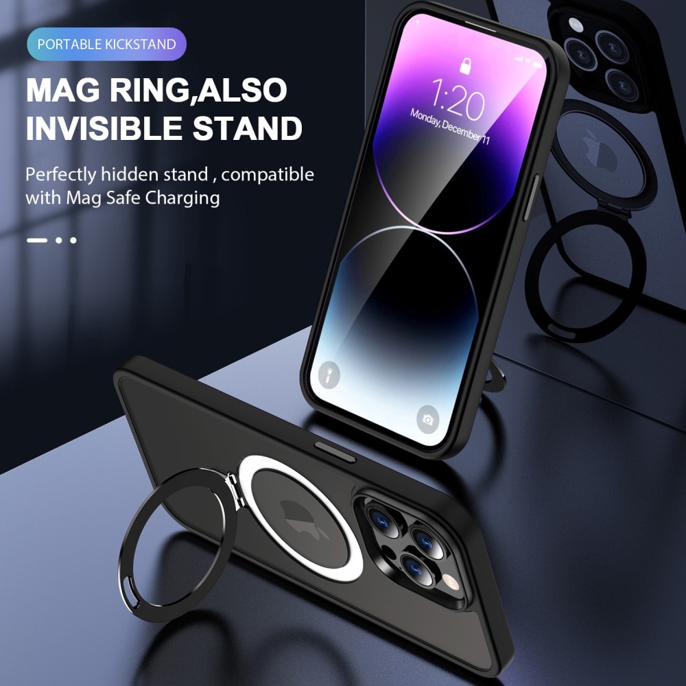 Coque hybride MagSafe Ring iPhone 13 Pro, Noir