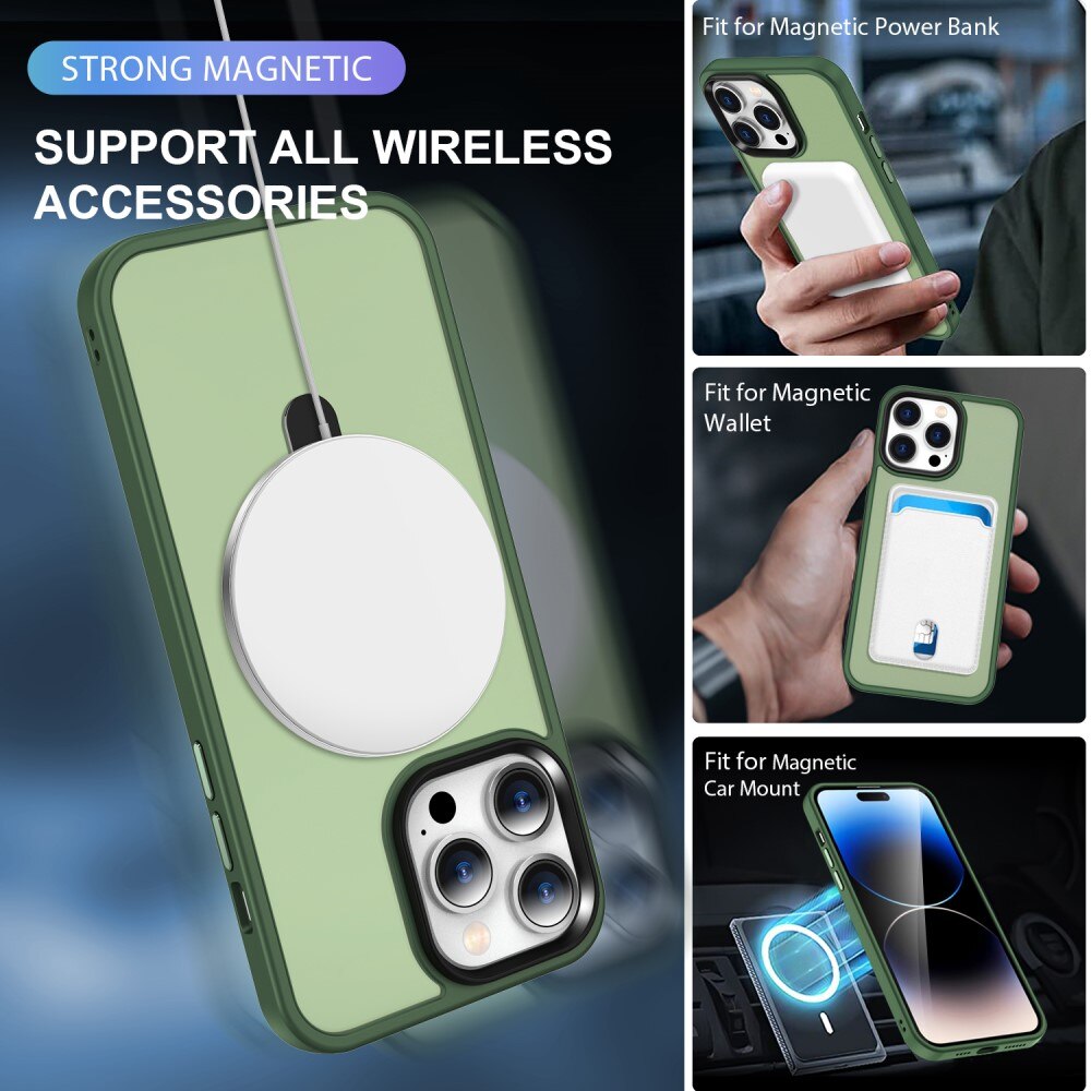 Coque hybride MagSafe Ring iPhone 14 Pro Max, vert