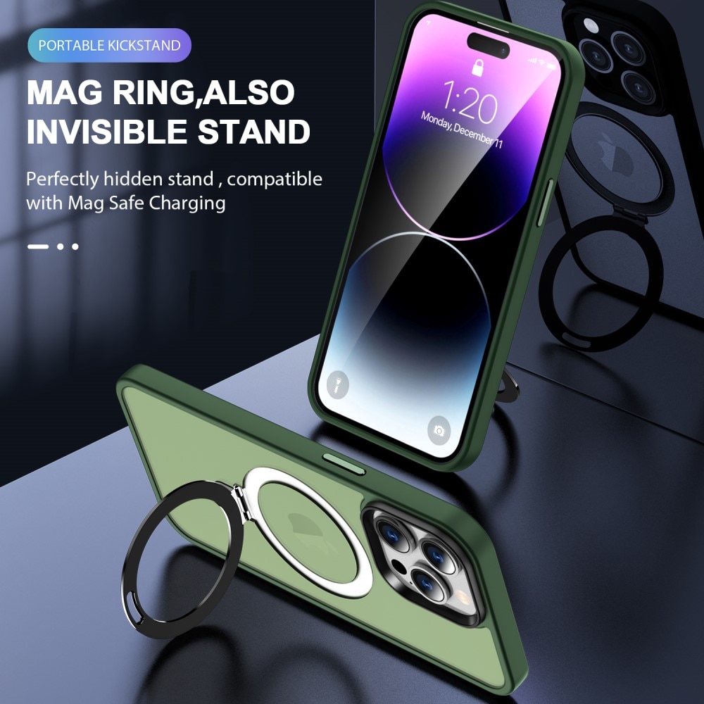Coque hybride MagSafe Ring iPhone 14 Pro Max, vert