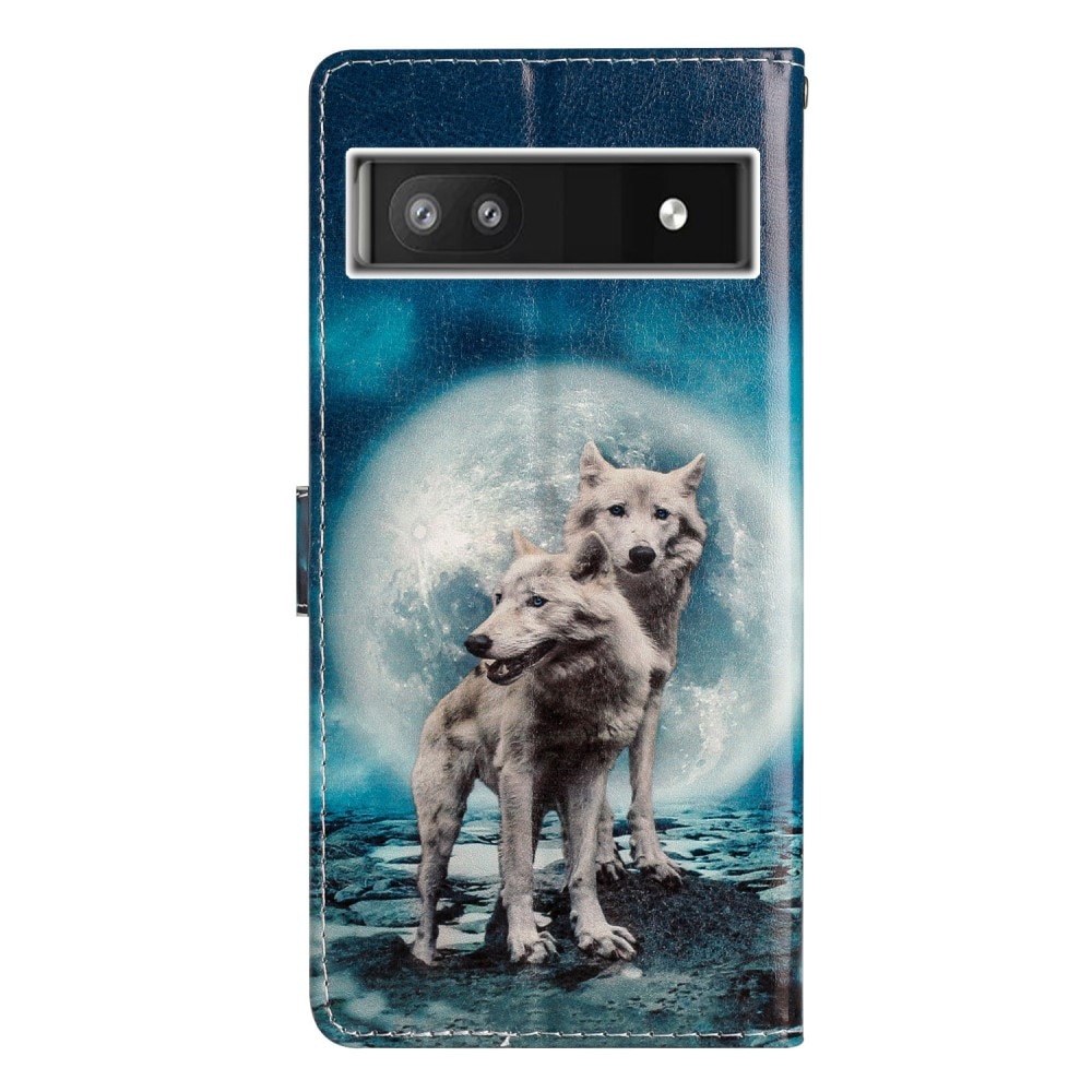 Coque portefeuille Google Pixel 6a, loups