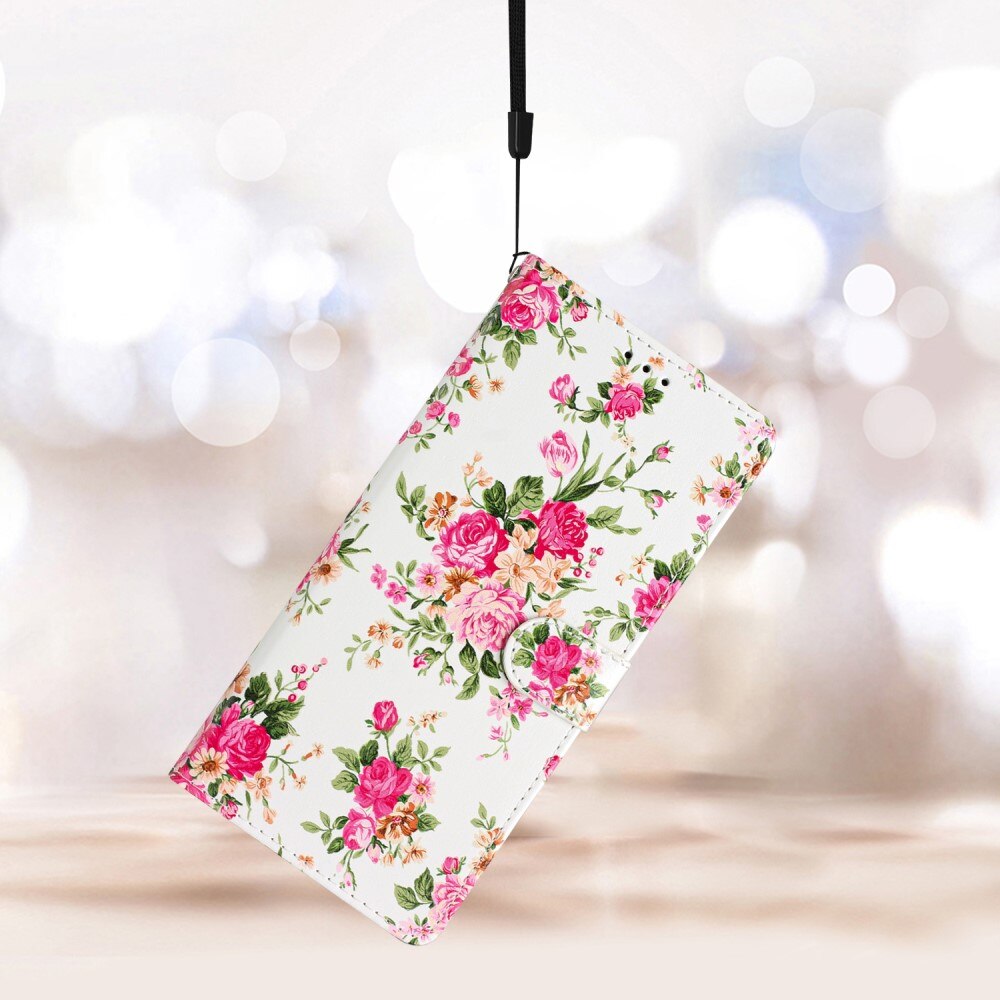 Coque portefeuille Google Pixel 6a, fleurs roses