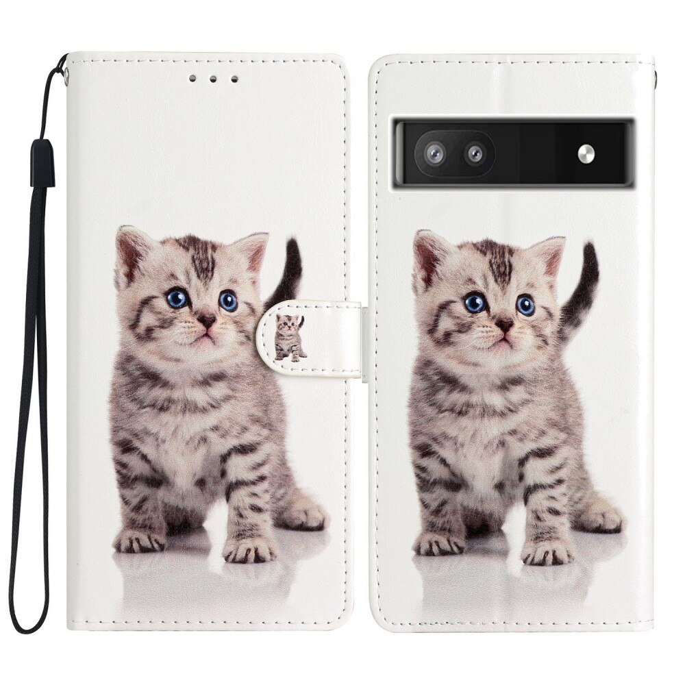 Coque portefeuille Google Pixel 6a, chaton