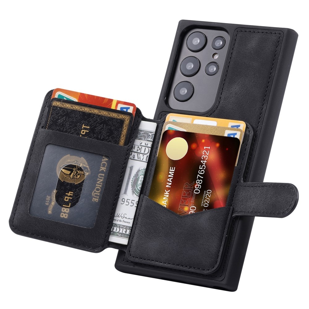 Coque porte-cartes Multi-slot anti-RFID Samsung Galaxy S23 Ultra, noir
