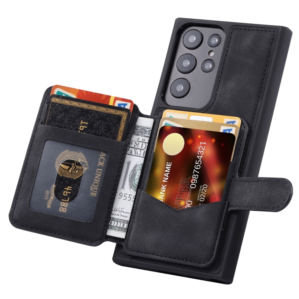 Coque porte-cartes Multi-slot anti-RFID Samsung Galaxy S22 Ultra, noir