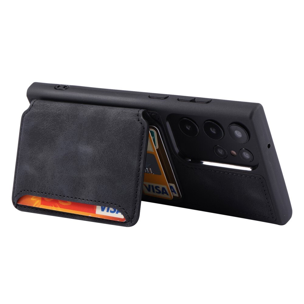 Coque porte-cartes Multi-slot anti-RFID Samsung Galaxy S22 Ultra, noir