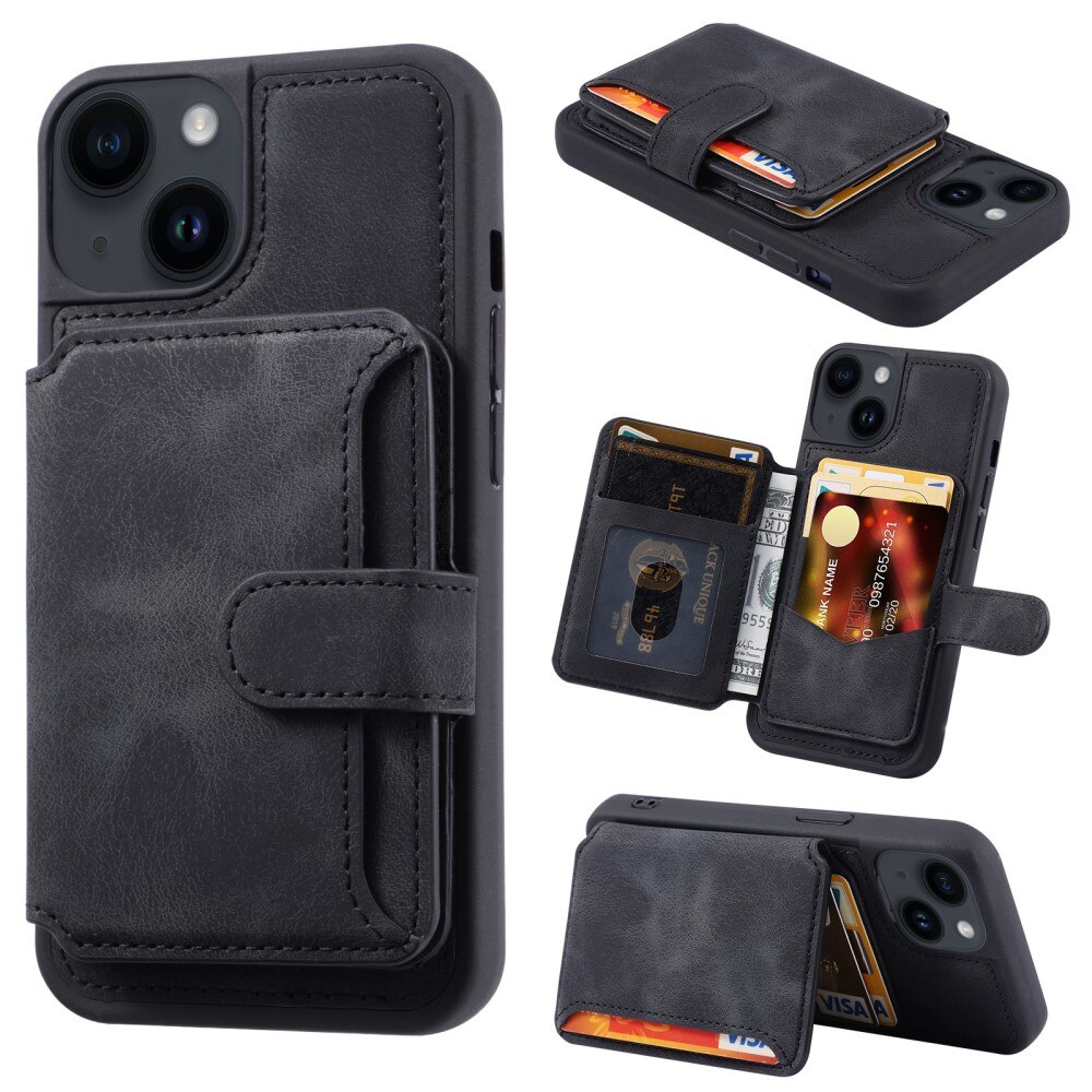 Coque porte-cartes Multi-slot anti-RFID iPhone 14, noir