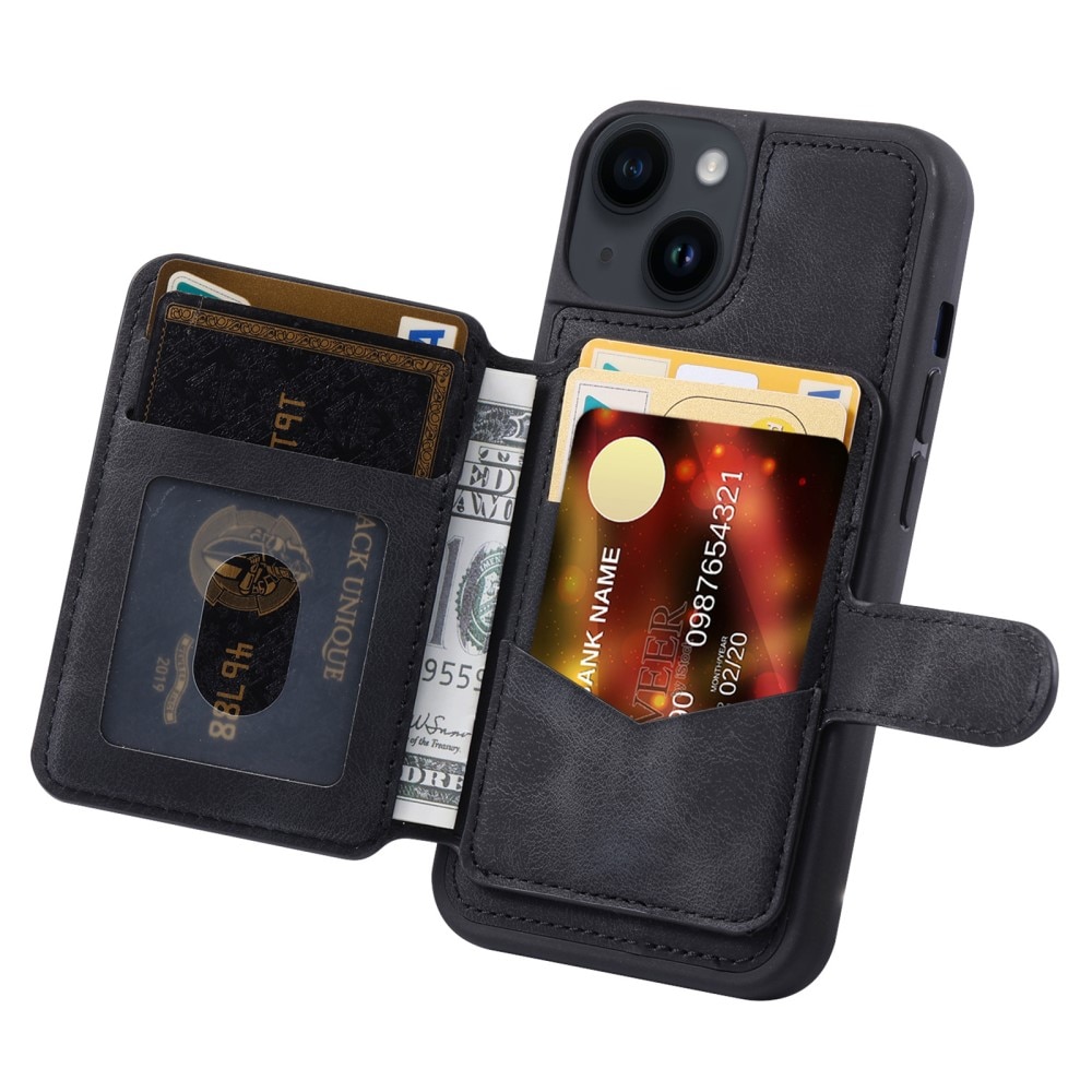 Coque porte-cartes Multi-slot anti-RFID iPhone 14, noir