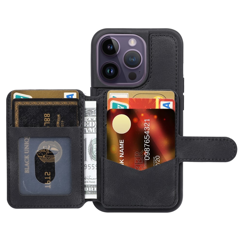 Coque porte-cartes Multi-slot anti-RFID iPhone 14 Pro, noir