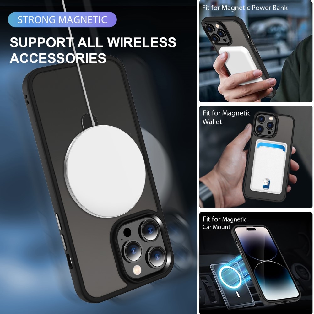 Coque hybride MagSafe Ring iPhone 15 Pro Max, Noir