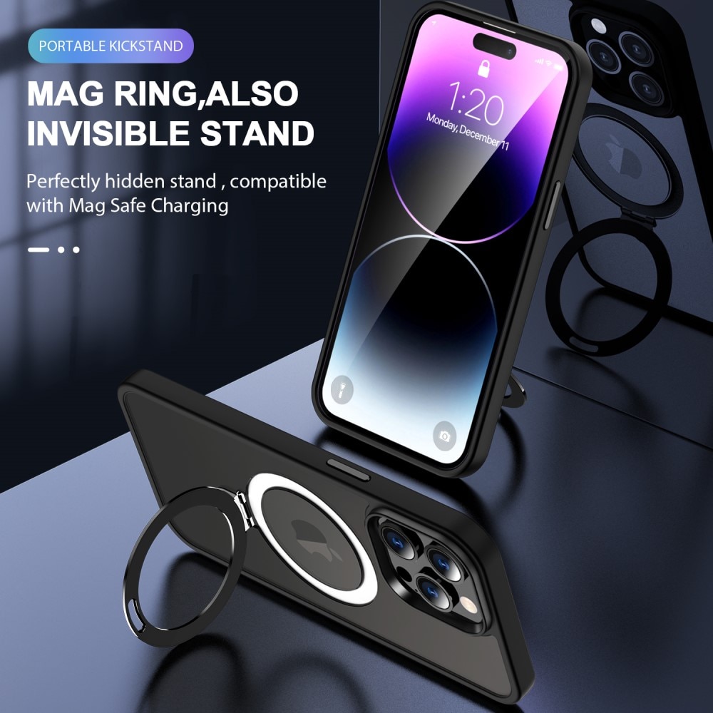 Coque hybride MagSafe Ring iPhone 15 Pro Max, Noir
