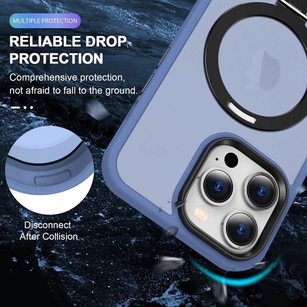 Coque hybride MagSafe Ring iPhone 14 Pro, Bleu