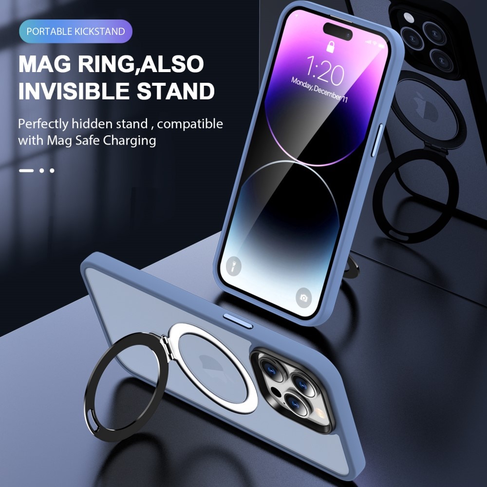 Coque hybride MagSafe Ring iPhone 14 Pro, Bleu