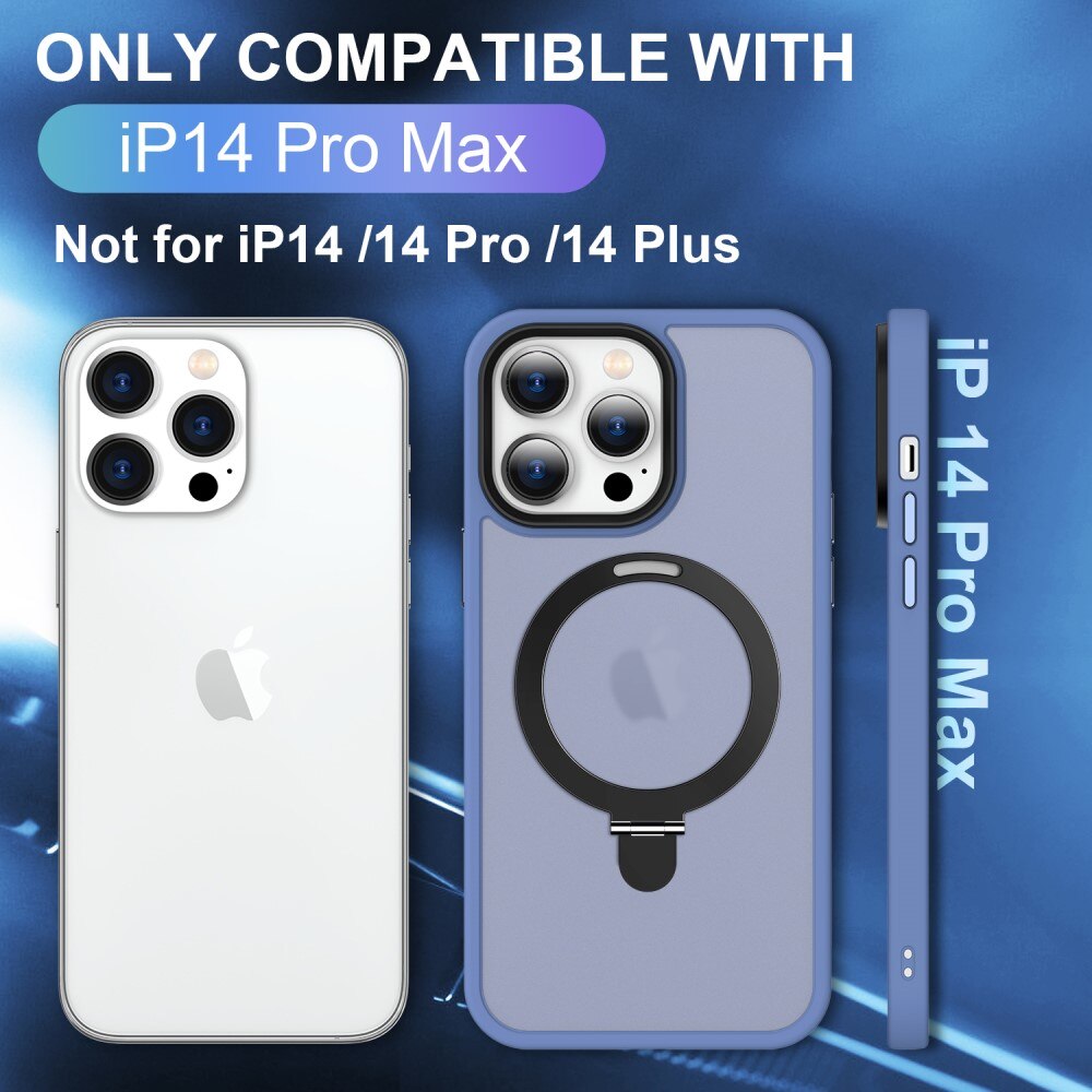 Coque hybride MagSafe Ring iPhone 14 Pro, Bleu