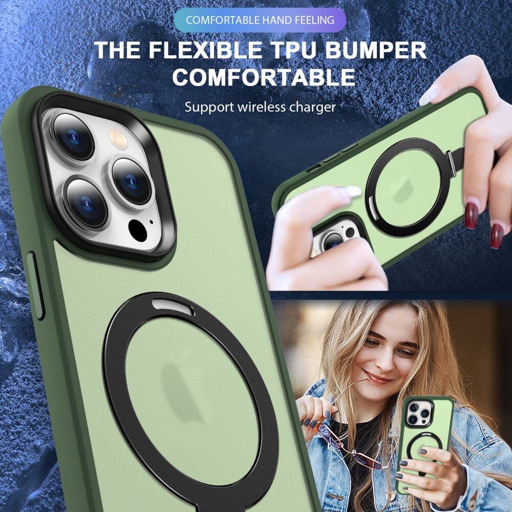 Coque hybride MagSafe Ring iPhone 14 Pro, Vert