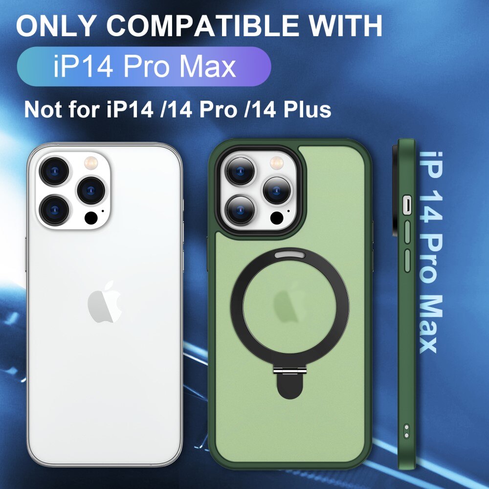 Coque hybride MagSafe Ring iPhone 14 Pro, Vert