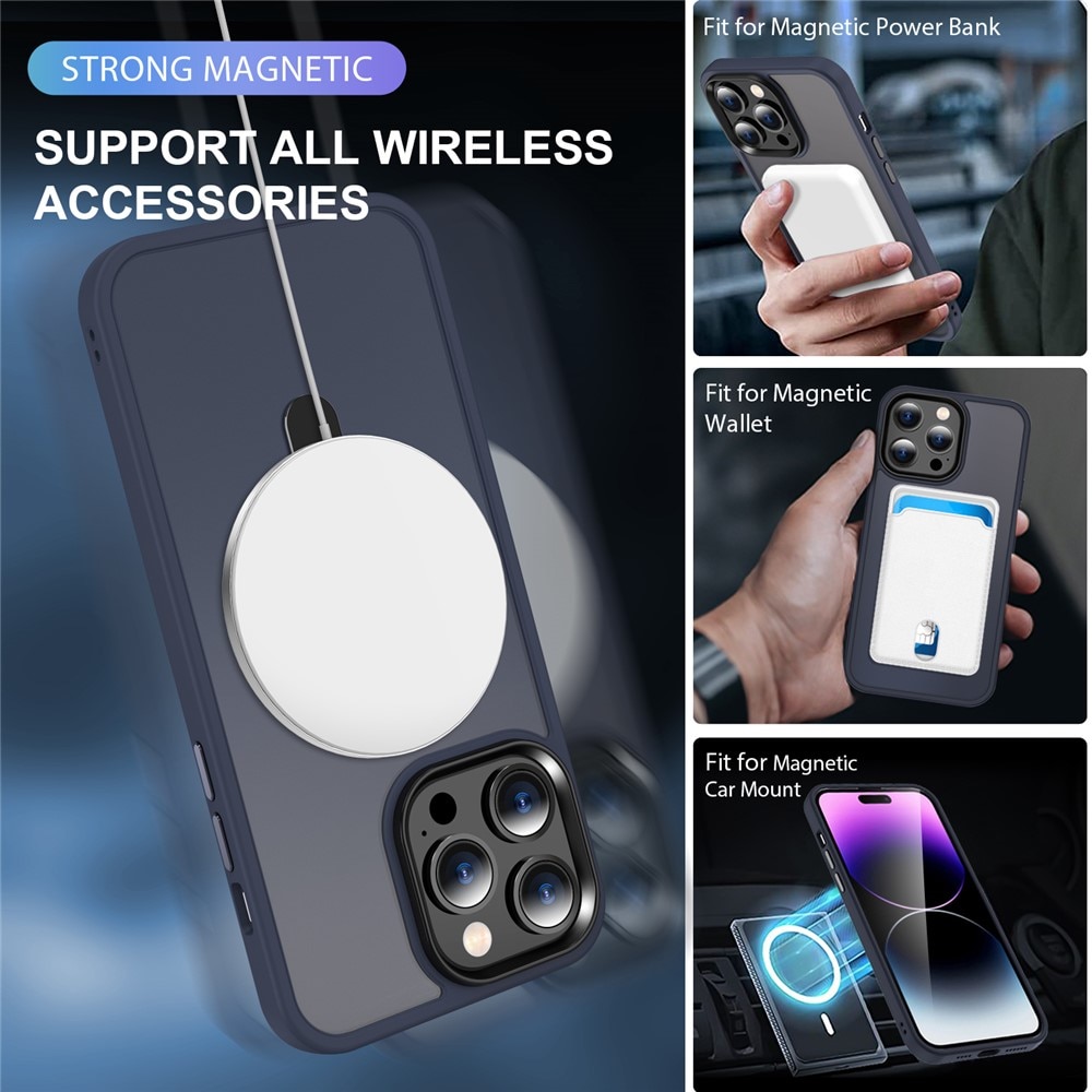 Coque hybride Magnetic Ring iPhone 15 Pro Max, Bleu