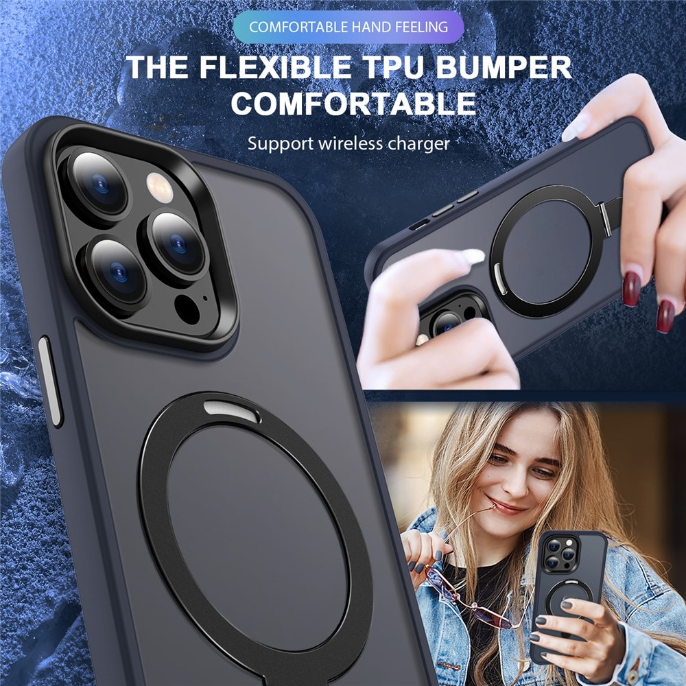 Coque hybride Magnetic Ring iPhone 15 Pro Max, Bleu