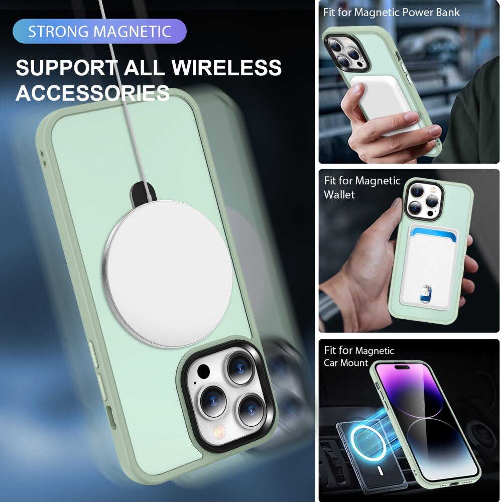 Coque hybride MagSafe Ring iPhone 15 Pro, Vert