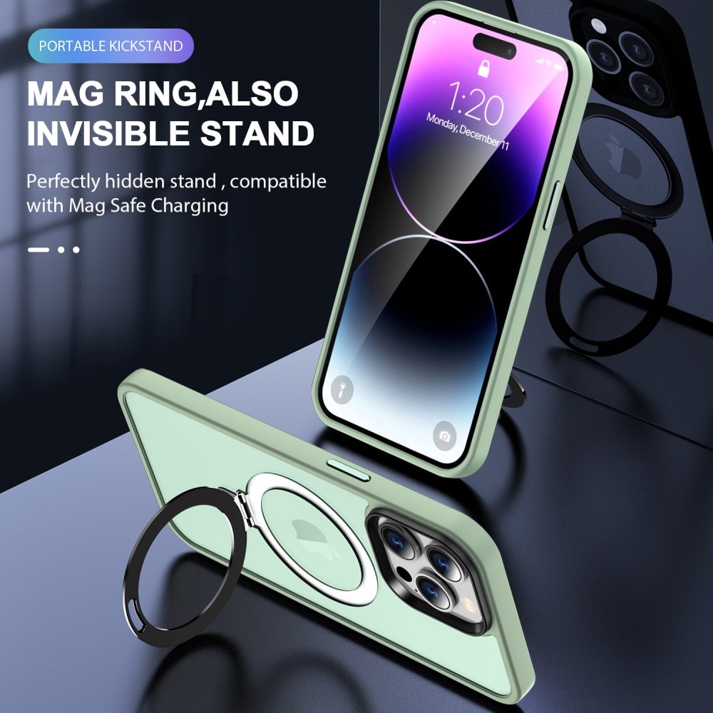 Coque hybride MagSafe Ring iPhone 15 Pro, vert clair