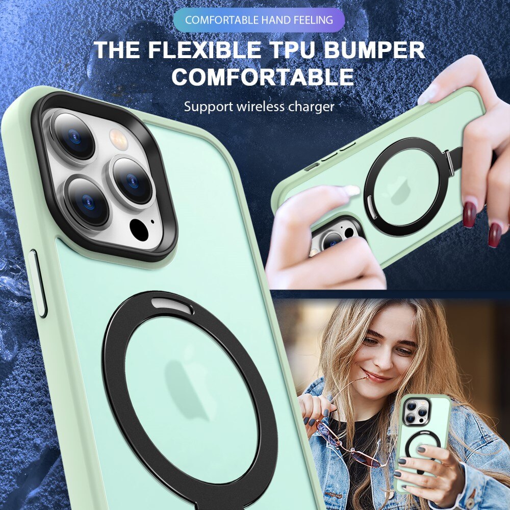 Coque hybride MagSafe Ring iPhone 15 Pro, Vert