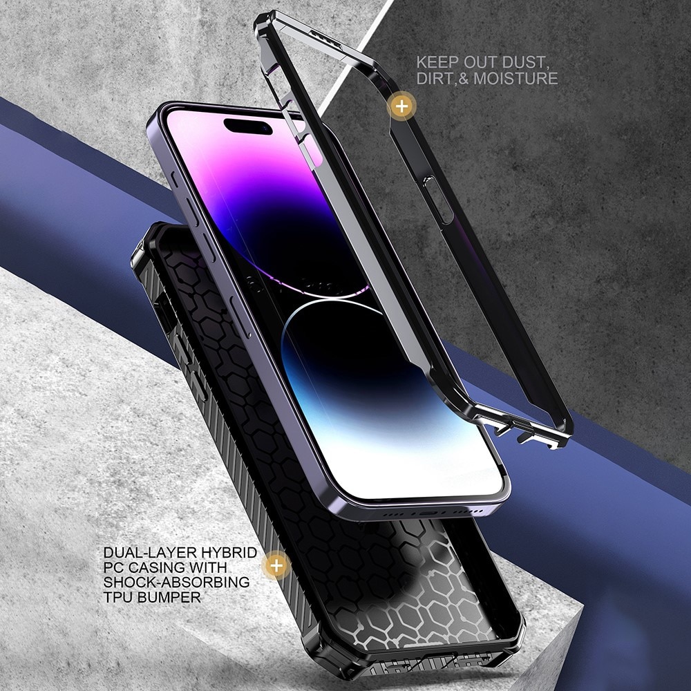 Coque hybride Tech MagSafe Ring iPhone 14 Pro Max, noir