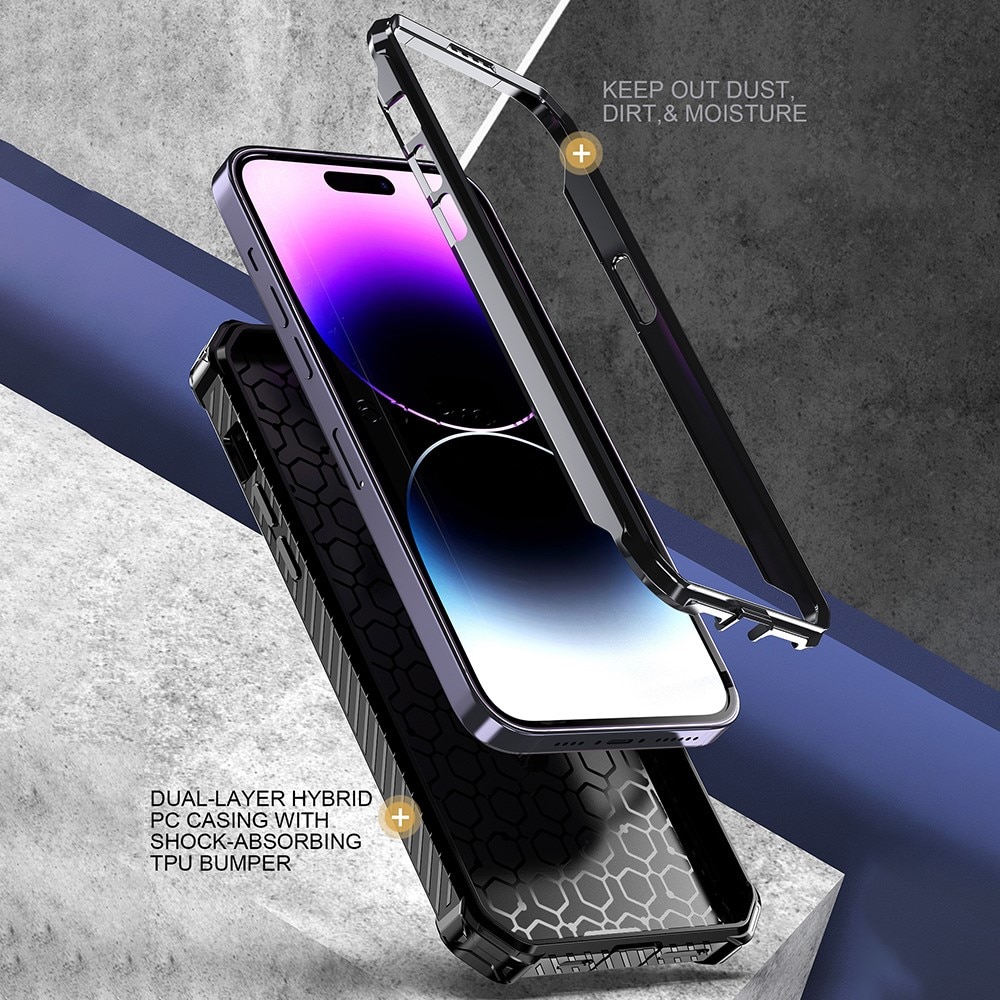 Coque hybride Tech MagSafe Ring iPhone 14 Pro, noir