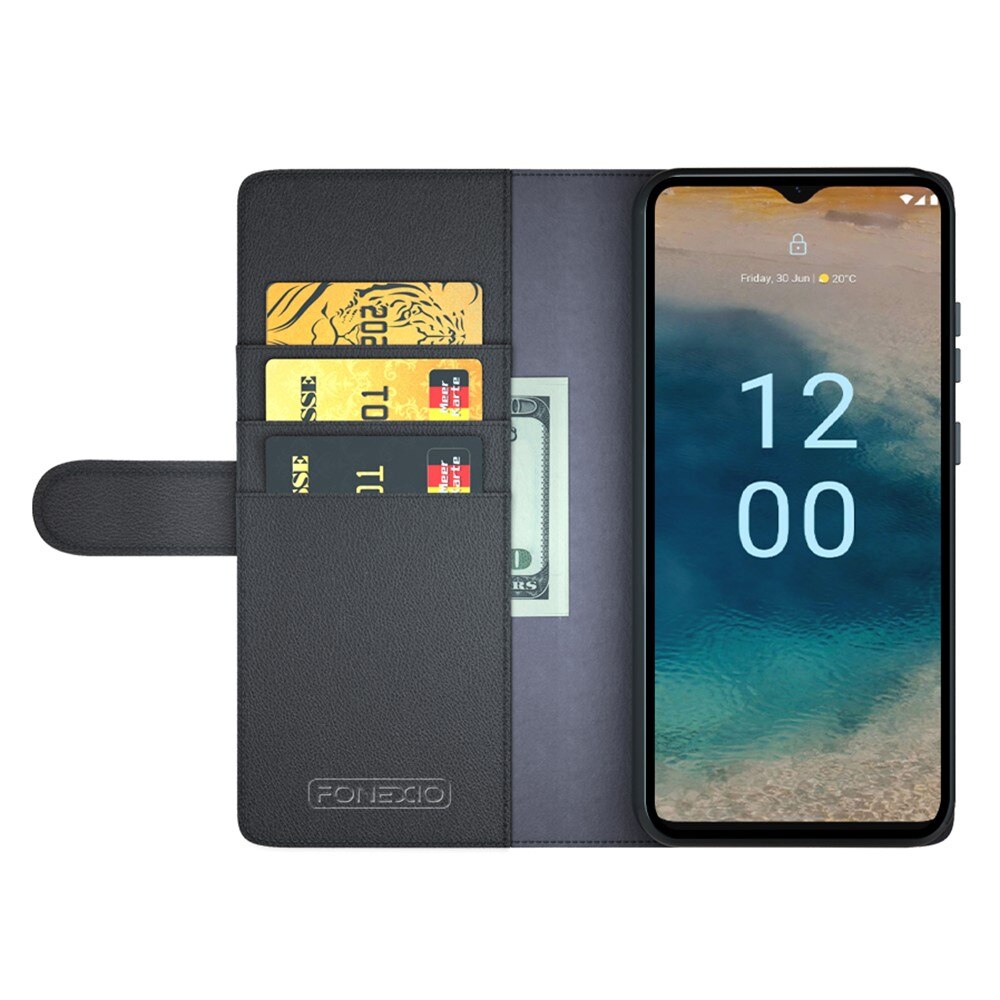 Étui en cuir veritable  Nokia G22, Noir